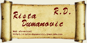 Rista Dumanović vizit kartica